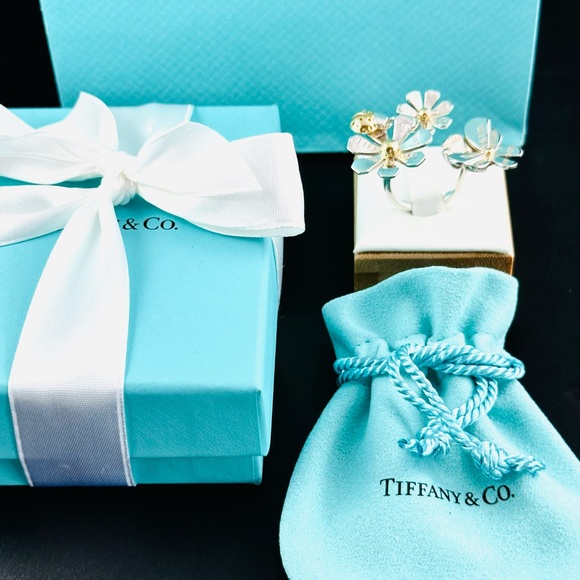 Tiffany & Co RTT Love Bugs Ladybug 3 Flower Cluster Ring. 18K & Silver. Size 6. - Picture 10 of 16